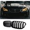 Hengjiayao Griglia Radiatore Doppia Lamella Nera Lucida per BMW 5 Serie E60 E61 M5 (2003-2009), Griglia Paraurti Nero (For 5 serie E60 2003-009)