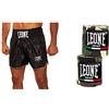 Leone 1947 Basic Pantaloncino Kick-Thai, Unisex Adulto, Nero, L & Ab705 Bendaggi, Verde Mimetico, 3,5 M