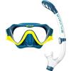 Salvimar, Combo/Set Maschera Ragazzo in Silicone Horizon + Boccaglio Deb, Mask Petrol/Yellow-Snorkel Yellow/Clear