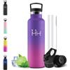 Motswedi Borraccia Termica 500 ml, con Cannuccia, Acciaio Inox, Borracce Termiche, per Bevande Calde, Fredde per Acqua, Bottiglia Termica, per Scuola, Sport, Palestra, Viola scuro & Fucsia