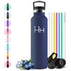 Motswedi Borraccia Termica 1l, con Cannuccia, Borracce Termiche, Acciaio Inox, 12h di Bevanda Calda e 24h di Bevanda Fredda, Bottiglia Termica, per Sport, Palestra, Ciclismo, Blu scuro