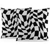 ggaimwf Copricuscini a scacchi bianco e nero 60x60cm Set di 2 Motivo a scacchi ondulato Scacchiera distorta Cuscini moderni in lino Copricuscini per divano Soggiorno Camera da letto Federa da esterni