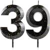 Cxryrzhe Candele con numero 39 candele per 39° compleanno, in cera di alta qualità e design a diamante 3D, decorazioni per torte, decorazioni per feste, matrimoni, anniversari, celebrazioni