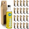 Espirito Rebelde 20 bottiglie di vetro 500 ml con tappo a vite nero + 20 lattine | Olio d'oliva, aceto, alcol | Bottiglia per olio in vetro