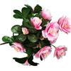 PureBowlic 21 fiori di rododendro artificiali, pianta realistica in vaso per 7 rami, per tessuto PU di alta qualità, decorazione floreale finta per giardino, festa di nozze, 33 cm di altezza (rosa)