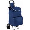 Baroni Home Carrello Porta Spesa 35L, Trolley Spesa con Ruote Tassellate, Impugnatura Ergonomica, Tasca Portaoggetti Frontale, Dimensioni 35x35x94 cm (Blu)