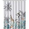 BAKAJI Tenda Doccia Stampata Dimensione Telo in Tessuto Poliestere 180 x 200 cm con 12 Anelli in Plastica per Il fissaggio Design Moderno Accessori Vasca Bagno (Tropical)