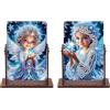 JICFDAO 2 pezzi Diamond Painting 360 gradi rotazione specchio cosmetico 10,1 x 14,9 cm fai da te con diamanti per pittura in legno, specchio da tavolo da toeletta, scrivania, camera da letto, fata
