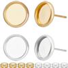 Beebeecraft 60 Pezzi 8mm Castone Vuoto Impostazioni Orecchini 18K Oro e 925 Sterling Silver Placcato in Acciaio Inossidabile Piatto Rotondo Impostazioni Orecchini con Dadi per Orecchini per La