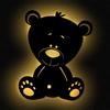 Namofactur Lampada da parete a forma di orsacchiotto, luce notturna, luce notturna, per cameretta dei bambini, ragazze, ragazzi, in legno MDF, funzionamento a batteria