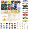 FEMBW Perline per Braccialetti Adulti, 670 Pezzi 8 mm Perle di Pietre Naturale, 18 Colore Perline Rotonde con Accessori e Pendenti per Collana orecchino creazione Gioielli