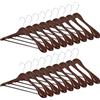 MELA'S Wooden Wide Clothes Hanger, Natural Wood, Pack of 18, Non-Slip, for Stable Jacket, Suit, Shirts, Extra Wide Shoulders, Trouser Bars, 45 x 23 x 5.5(Walnut)