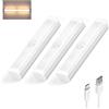 S.I.C Luce notturna LED; Ricaricabile USB; Sensore di Movimento; Striscia Magnetica e Adesiva; per Armadio, Sottopensile, Scale, Corridoi, Cucina (12cm*3, Luce Bianca Calda)