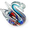Tzstz Statuetta Cigno in Vetro di Murano Artigianale, Eleganza Multicolore, Decorazione Interna