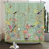 JGGXHM Stampa 3D Stile cinese Fiore e uccelli Albero Tende da doccia Tenda da bagno Impermeabile Bagno Decorazione vasca da bagno con ganci 75x192cm/WxH tende doccia tessuto