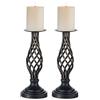 Nuptio Portacandele per Candele a Colonna: Portacandele Nero in Metallo retrò, Natale Halloween Centrotavola Camino Casa Soggiorno Festa Matrimonio Decorazioni, 2 Pezzi (29cm)
