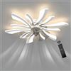 GaoHX Ventola da Soffitto con luce, Lampadario con ventilatore, LED Dimmerabile Ventilatore con Telecomando, 6 Marce, Rotazione Inversa, Temporizzazione Ventola Silenziosa Plafoniera Led con ventilatore ( C