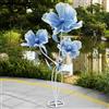 BUZUEY Fiori giganti per decorazione, 3 teste grandi fiori artificiali in seta con supporto e base, per ricevimenti di nozze, feste, banchetti, decorazioni per la casa (blu)