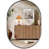 Dripex Specchio da Parete Ovale 50 x 70 cm Con Cornice in Alluminio, Decorativo HD per Bagno/Spogliatoio/Soggiorno, Infrangibile (Nero)
