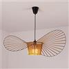 Ds UUby Lampadario a Sospensione Vertigo Vintage Lampada Lustre, Fibra Di Vetro/poliuretano Tessuto Cappello Ombra (Alta Regolabile) Soggiorno Camera Sala da Pranzo Corridoio Bar E27 Max 40W Brown 140CM