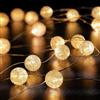 YeahBoom - Ghirlanda luminosa con sfere di cristallo cracklizzato - 300 cm - 30 LED - Catena luminosa per interni ed esterni a batteria - per matrimoni, Natale, San Valentino, camera da letto, festa
