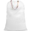 SANFERGE Borsa per bucato in tela di cotone con manici e cinghie con coulisse, resistente, extra large, per lavanderia a gettoni e per la casa, lavabile da viaggio, sporca, 60 x 70 cm, bianco