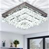 Cainjiazh 11.8" lampadario di cristallo LED Lampadario di cristallo a filo soffitto Lampadari moderni di cristallo quadrato per camere da letto corridoio cucina ufficio senza telecomando