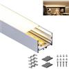 GEEKLUX Profilo in alluminio a LED, 2 m, per strisce LED, profilo a sospensione LED, U-48,5 x 35 mm, 1 x 2 m (totale 2 m)