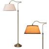 HonoDing Lampada da terra con braccio oscillante, lampade da terra ad arco con braccio regolabile a 180° per soggiorno, lampada da terra Mid Century con paralume in lino, lampade alte per camera da letto