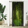 Xiaoterna Tenda da doccia primavera Tenda da doccia della giungla della fantasia della foresta magica Tenda da bagno paesaggio naturale Tessuto impermeabile lavabile in lavatrice 90x180cm