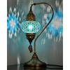 DEMMEX Lampada da tavolo turca marocchina a mosaico, lampada da comodino, paralume (turchese-blu-verde)