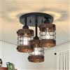Rayofly Lampada da Soffitto in Legno Vintage per Soggiorno, Camera da Letto