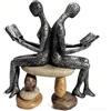 Kityemo Scultura coppia che legge in resina, soprammobile moderno