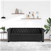 KKHOMEI Chesterfield 3 posti in Microfibra Aspetto Cuoio Invecchiato Divano 3 Posti Divano 3 Posti Soggiorno Nero