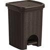 Kreher Pattumiera a pedale in rattan con inserto rimovibile e 6 litri di volume in piacevole marrone, per il bagno, la cucina o l'ufficio