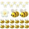 Dbuwqips 24 Pezzi Api Api Decorative Api Peluche Ape Decorativa in Peluche Fiore Bianco All'Uncinetto Ape Artigianale per le Decorazioni di Abbigliamento del Negozio di Artigianato Fai da Te