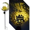 YZYOE Solare alimentato luce castelli di luna, decorazione giardino ferro forgiato bellissimi castelli casa luce da pavimento, tramonto senza fili all'alba LED lampada paesaggio impermeabile.