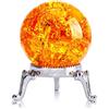 H&D HYALINE & DORA Sfera di cristallo di vetro, sfera di ghiaccio da 40 mm, sfera di cristallo decorativa per accessori ornamenti rocciosi, arancione
