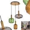 hofstein lampada a sospensione Goldenville, lampada a sospensione moderna in metallo/vetro in ottone/nero/fumo/verde/marrone, altezza regolabile max. 132 cm, 3 luci, 3 x E27, senza lampadina/e