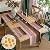 Inhobbok Runner Tavola Moderno E Tovagliette Lavabili Set di 4 Decorazioni Runner da Tavola Grigio Marrone Strisce Legno Decor Tovaglietta Impermeabile Poliestere Runner per Agriturismo Cucina 40x140 45x32