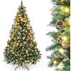 Yorbay Albero di Natale Artificiale 150cm: con 240 LED Bianco Caldo | Albero Decorativo con Effetto Neve - 554 Punte e Pigne per Decorazioni Natalizie - per Casa Ufficio Negozio
