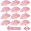 lalago 24 Pezzi Ventaglio Matrimonio, Ventaglio Legno, Ventaglio Carta Rosa, Ventagli Matrimonio Personalizzati per Bomboniere Gadget Matrimonio Decorazioni Matrimonio Accessori DIY Decorazione Murale