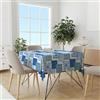 NARCISO Tovaglia 240x140 da 12 posti in Tessuto 100% Poliestere con Trattamento NO STIRO, Copritavola Rettangolare Cucina, Tovaglie Tavolo Moderno Rettangolari, Copritavolo Patchwork Blu
