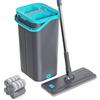 Masthome Mocio Lavapavimenti, Mocio Piatto e Secchio Strizzatore, Mop Pavimenti in Microfibra con 6 Tamponi Riutilizzabili, per Tutti i Tipi di Pavimenti (Grigio Scuro)