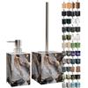 Sanilo Set di accessori per il bagno, dispenser di sapone e scopino WC, materiale di alta qualita, che attira l'attenzione in ogni bagno (Marmo Astratto)