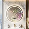 LUVODI Bluetooth Ora Data Specchio Bagno Led Luce Rotondo 80cm Antiappannamento 3000K-6000K Dimmerabile 3 Colori Luce Funzione Memoria in Resina Specchio Retroilluminato + Frontale Luce Più Luminoso