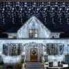 TRUMPETS Luci di Natale da Esterno Cascata,10M 408LED Bianco Luci Natale Esterno，Tenda Luminosa Natale Esterno, 8 Modalità, Timer, IP44 Impermeabile, per Balcone, Tetto,Giardino,Feste