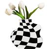 Yizzwtc Vasi in Ceramica Piccoli in Bianco e Nero a Scacchi, Vaso Decorativo per Fiori, Vaso Moderno Design Interno Decorazione per Soggiorno, Camera da Letto, Ufficio, Tavolo Decor (S)