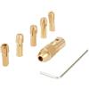 Filteilect Set di 7 mandrini per trapano in rame, 0,5 mm-3 mm, per mini trapano elettrico a mano, supporto per punte di precisione per legno, plastica, metallo, foratura, finitura oro