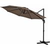 GarveeHome Ombrellone Roma 300cm, Palo Laterale Ferro Alluminio, Rotazione 360°, Base a Croce, Telo 210PA & Poliestere, Marrone Grigio, Senza Luci e Copertura